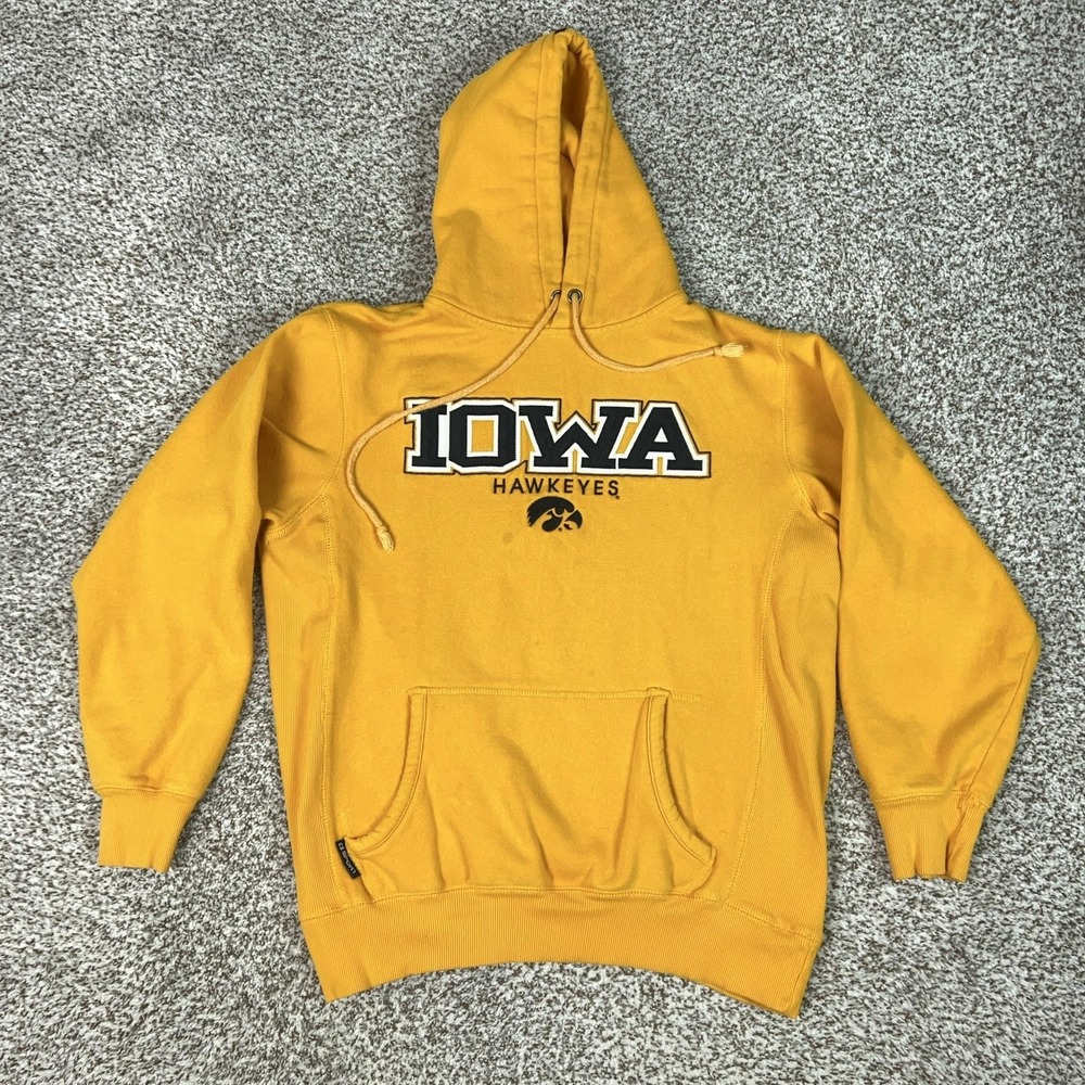 Iowa Hawkeyes Sweatshirt Hoodie Mens Large Yellow NCAA Basketball CI Sport Heavy